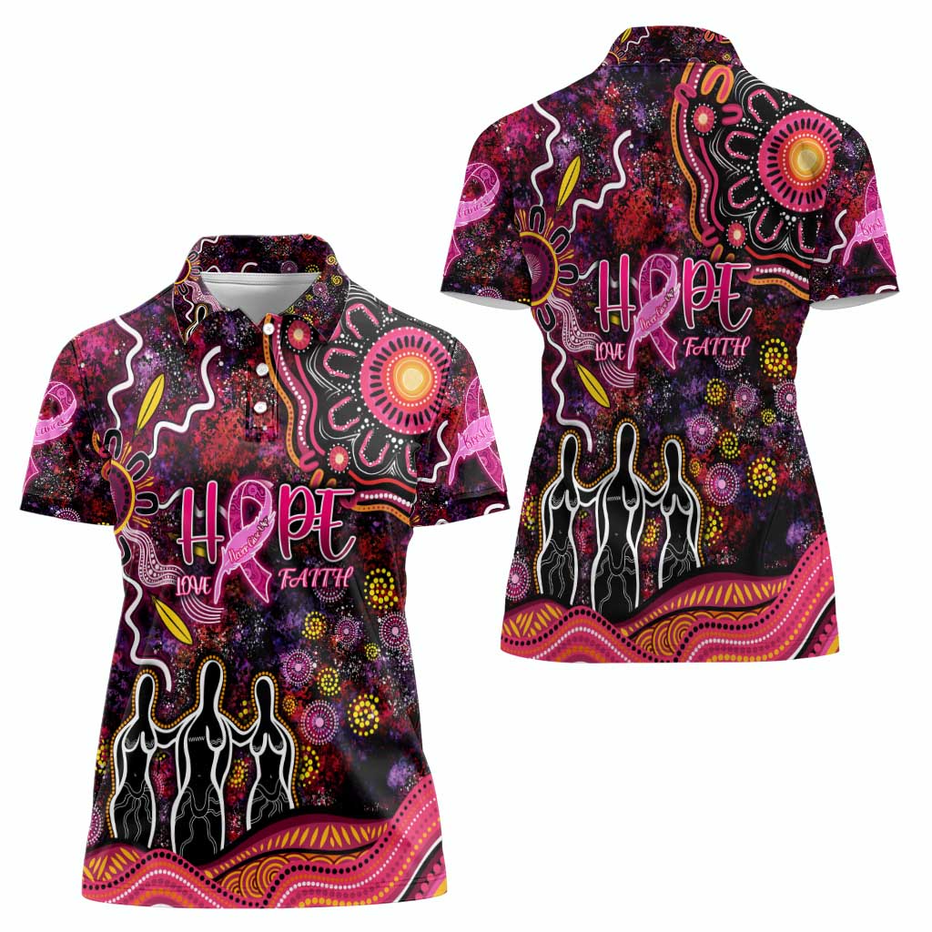 Breast Cancer Aboriginal Women Polo Shirt Australian Indigenous Never Give Up - Faith Hope Love