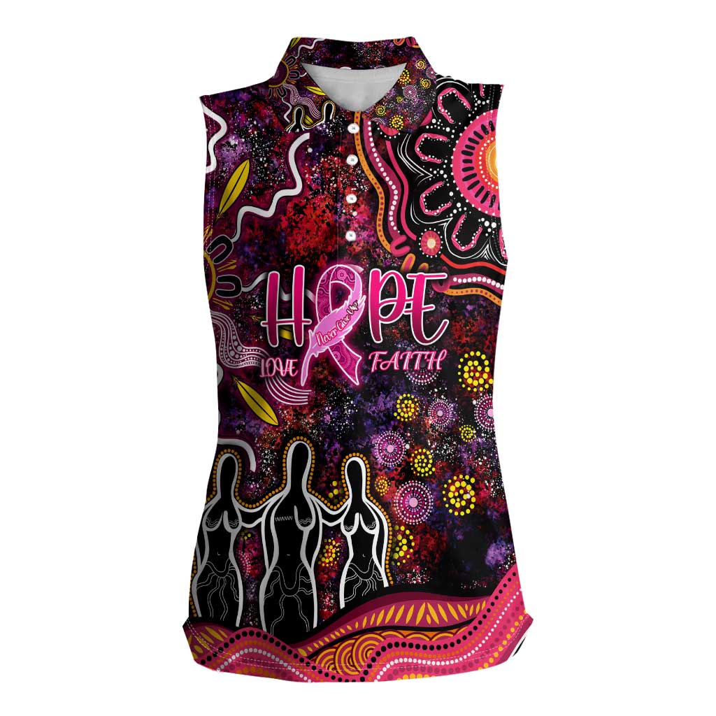 Breast Cancer Aboriginal Women Sleeveless Polo Shirt Australian Indigenous Never Give Up - Faith Hope Love