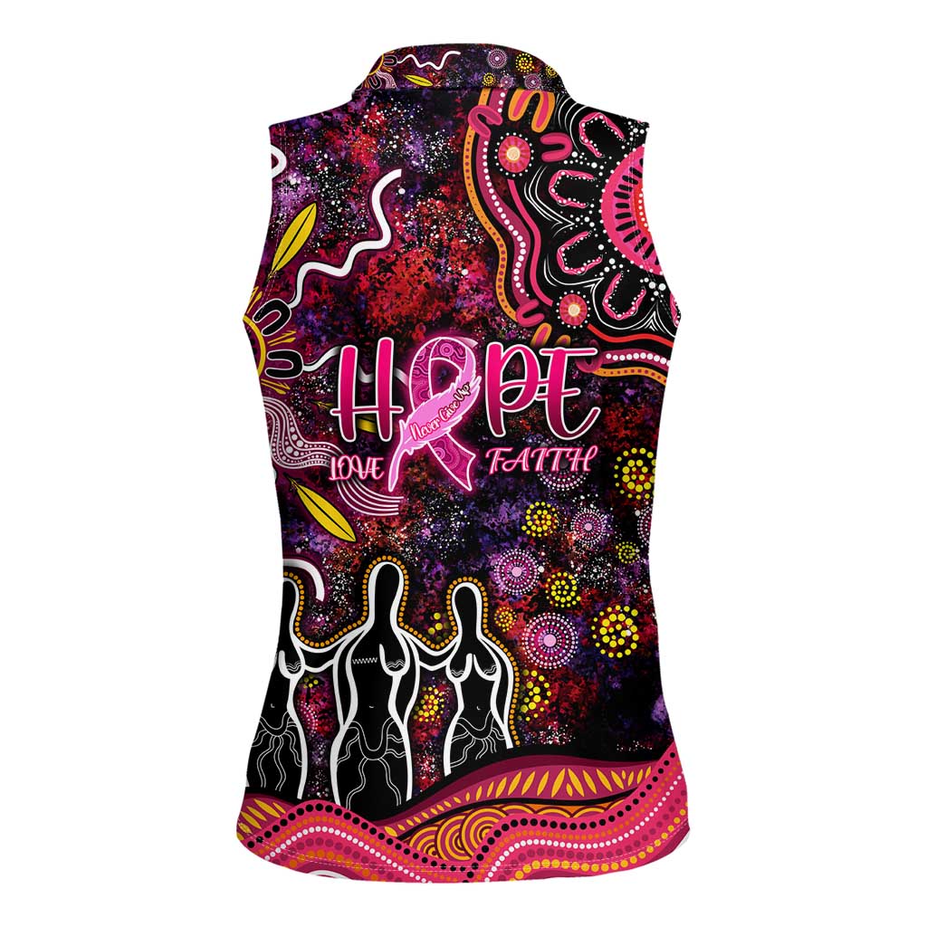 Breast Cancer Aboriginal Women Sleeveless Polo Shirt Australian Indigenous Never Give Up - Faith Hope Love