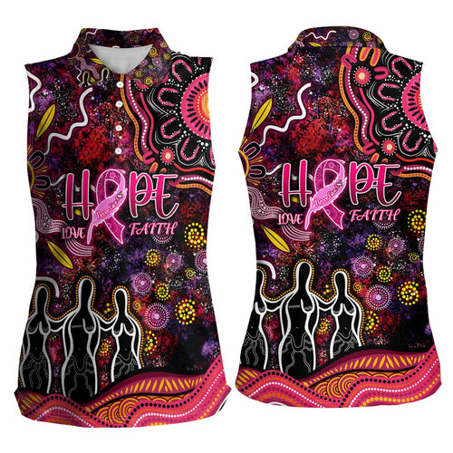 Breast Cancer Aboriginal Women Sleeveless Polo Shirt Australian Indigenous Never Give Up - Faith Hope Love