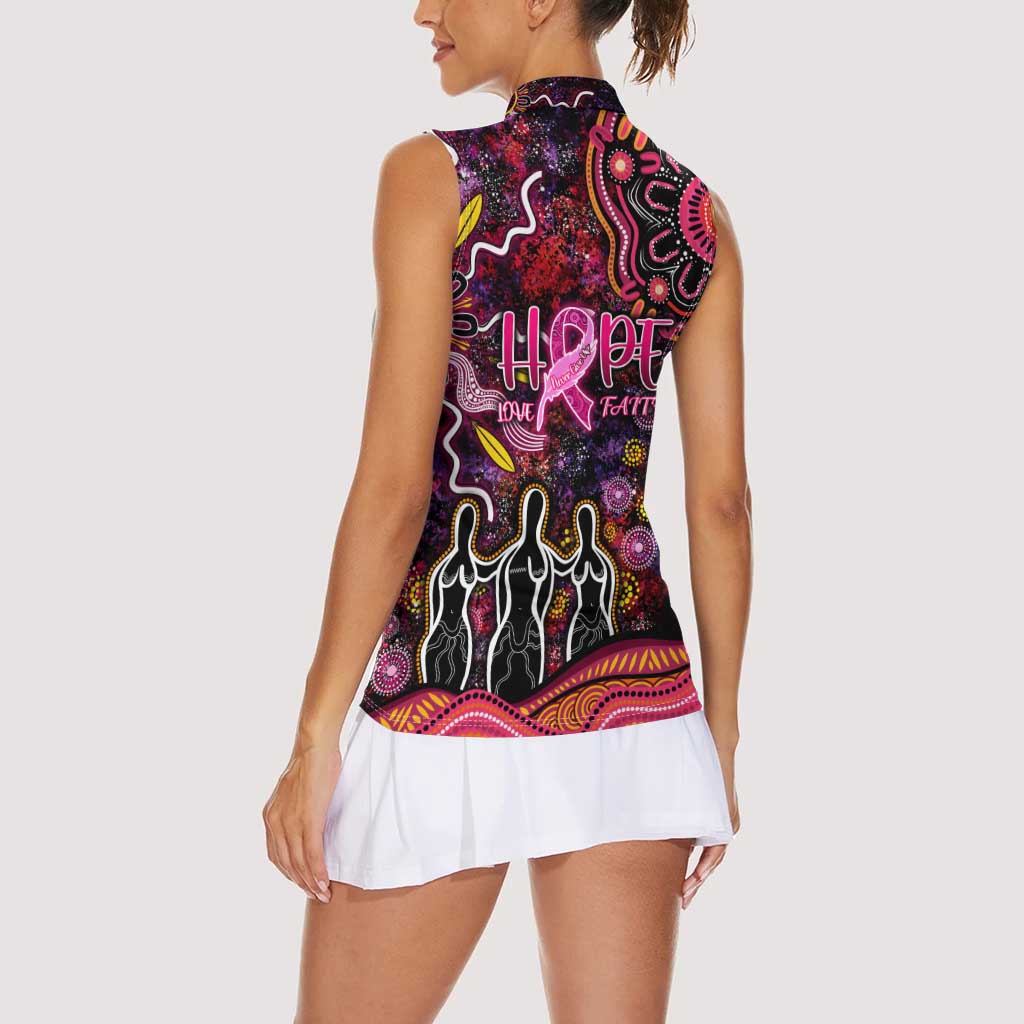 Breast Cancer Aboriginal Women Sleeveless Polo Shirt Australian Indigenous Never Give Up - Faith Hope Love