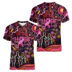 Breast Cancer Aboriginal Women V-Neck T-Shirt Australian Indigenous Never Give Up - Faith Hope Love