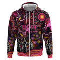 Breast Cancer Aboriginal Zip Hoodie Australian Indigenous Never Give Up - Faith Hope Love