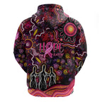 Breast Cancer Aboriginal Zip Hoodie Australian Indigenous Never Give Up - Faith Hope Love