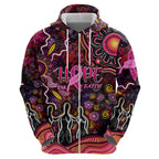 Breast Cancer Aboriginal Zip Hoodie Australian Indigenous Never Give Up - Faith Hope Love