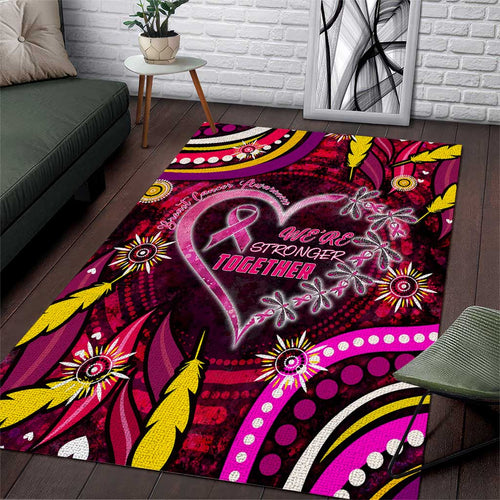 Breast Cancer Dragonfly Aboriginal Area Rug We're Stronger Together