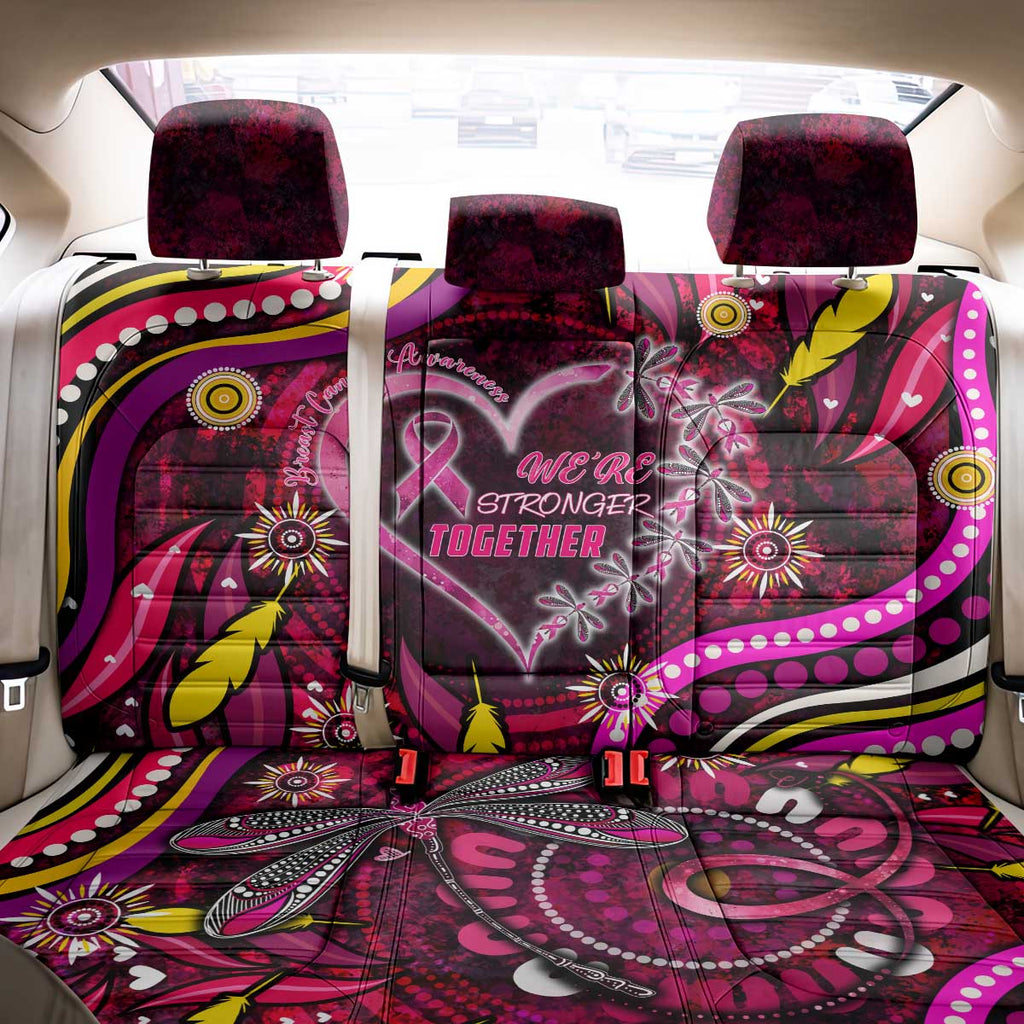 Breast Cancer Dragonfly Aboriginal Back Car Seat Cover We're Stronger Together