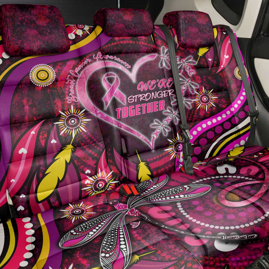 Breast Cancer Dragonfly Aboriginal Back Car Seat Cover We're Stronger Together