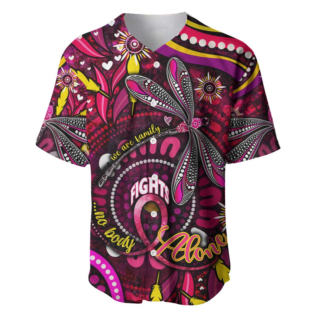 Breast Cancer Dragonfly Aboriginal Baseball Jersey We're Stronger Together