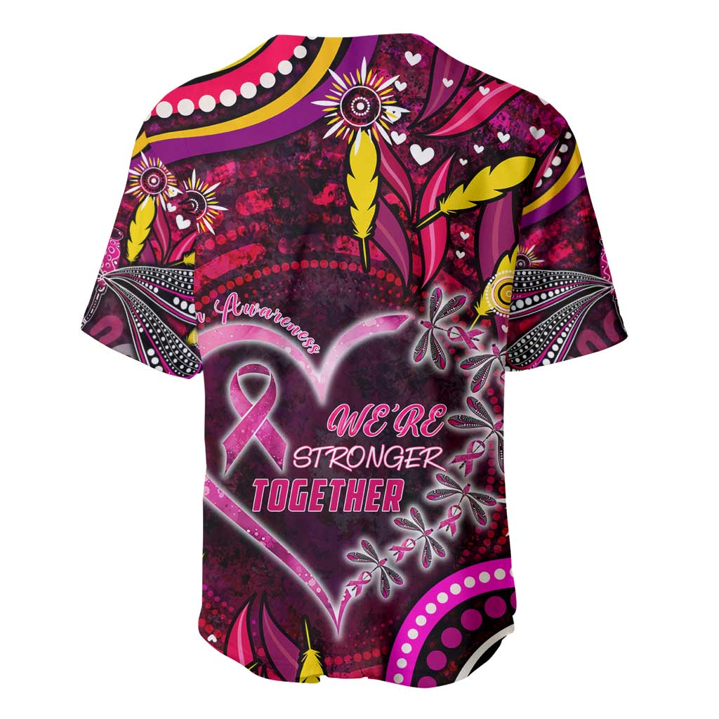 Breast Cancer Dragonfly Aboriginal Baseball Jersey We're Stronger Together