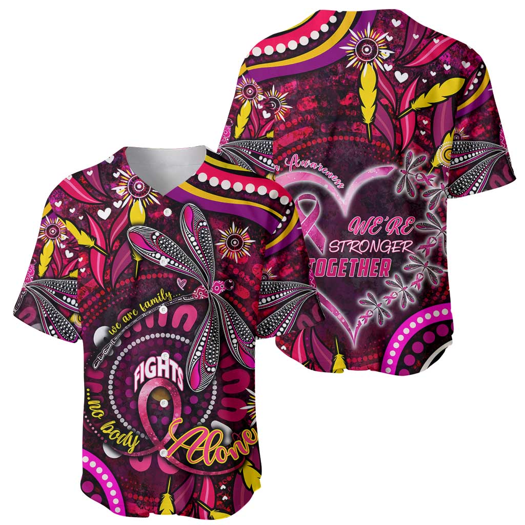 Breast Cancer Dragonfly Aboriginal Baseball Jersey We're Stronger Together