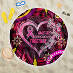 Breast Cancer Dragonfly Aboriginal Beach Blanket We're Stronger Together