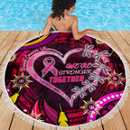 Breast Cancer Dragonfly Aboriginal Beach Blanket We're Stronger Together