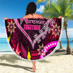 Breast Cancer Dragonfly Aboriginal Beach Blanket We're Stronger Together