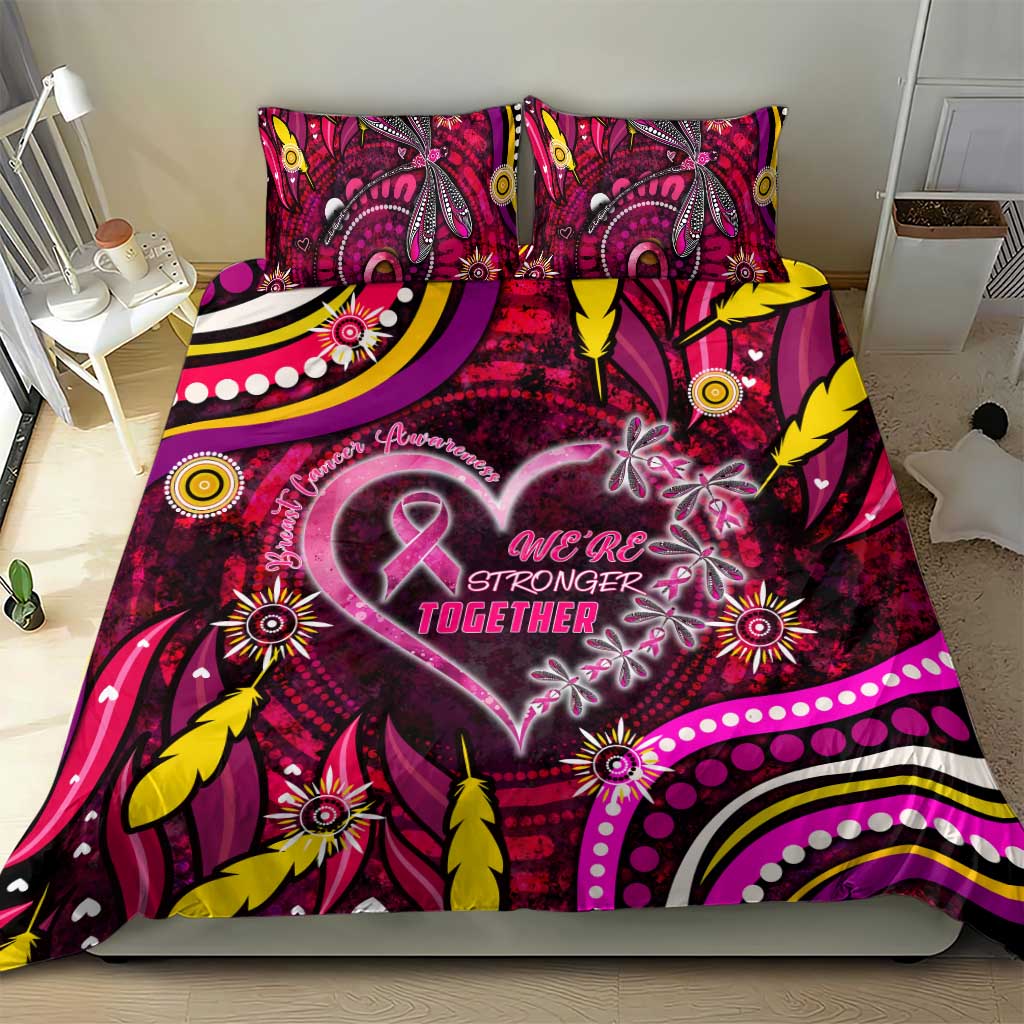Breast Cancer Dragonfly Aboriginal Bedding Set We're Stronger Together