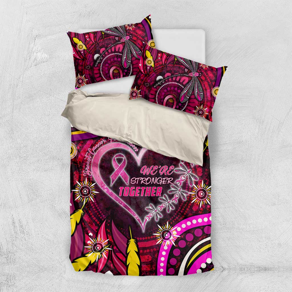 Breast Cancer Dragonfly Aboriginal Bedding Set We're Stronger Together