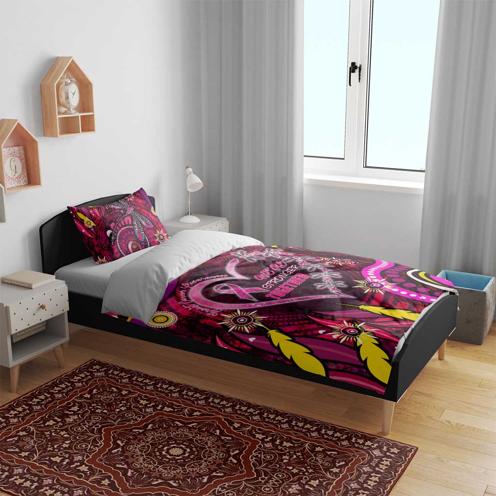Breast Cancer Dragonfly Aboriginal Bedding Set We're Stronger Together