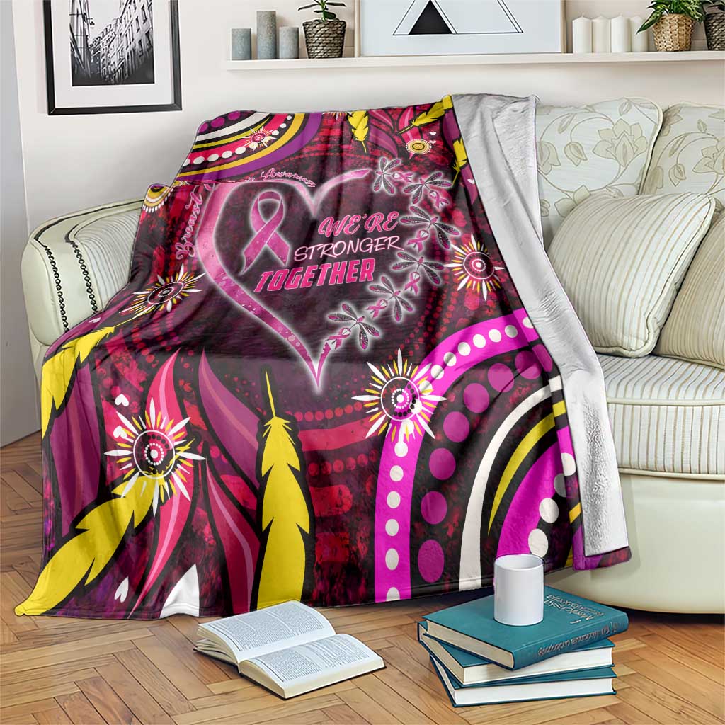Breast Cancer Dragonfly Aboriginal Blanket We're Stronger Together