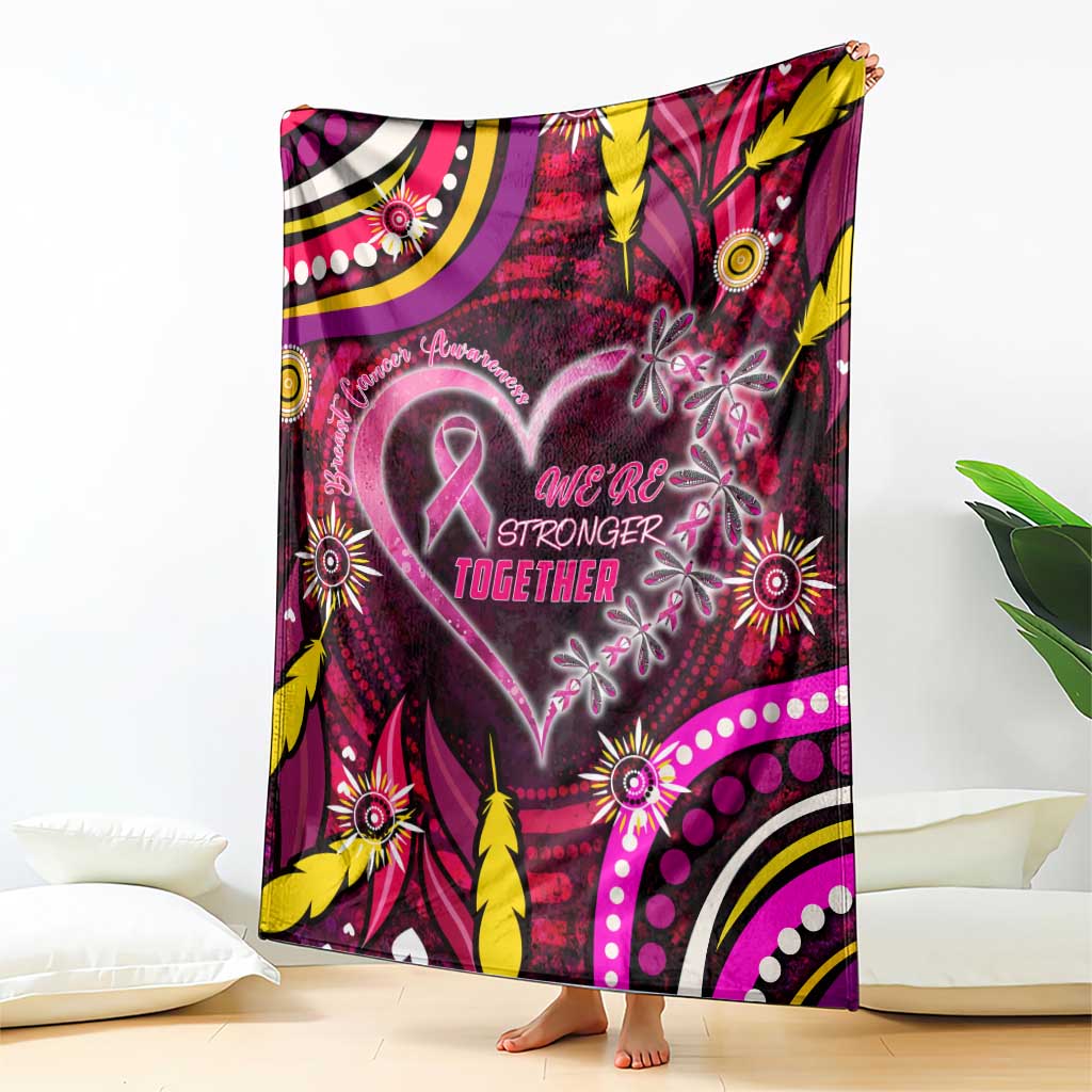 Breast Cancer Dragonfly Aboriginal Blanket We're Stronger Together