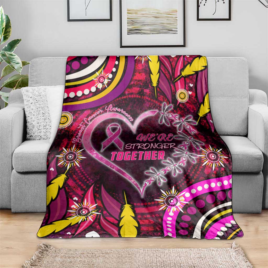 Breast Cancer Dragonfly Aboriginal Blanket We're Stronger Together
