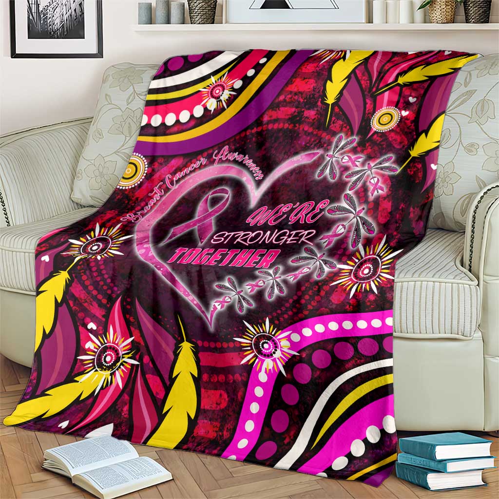 Breast Cancer Dragonfly Aboriginal Blanket We're Stronger Together