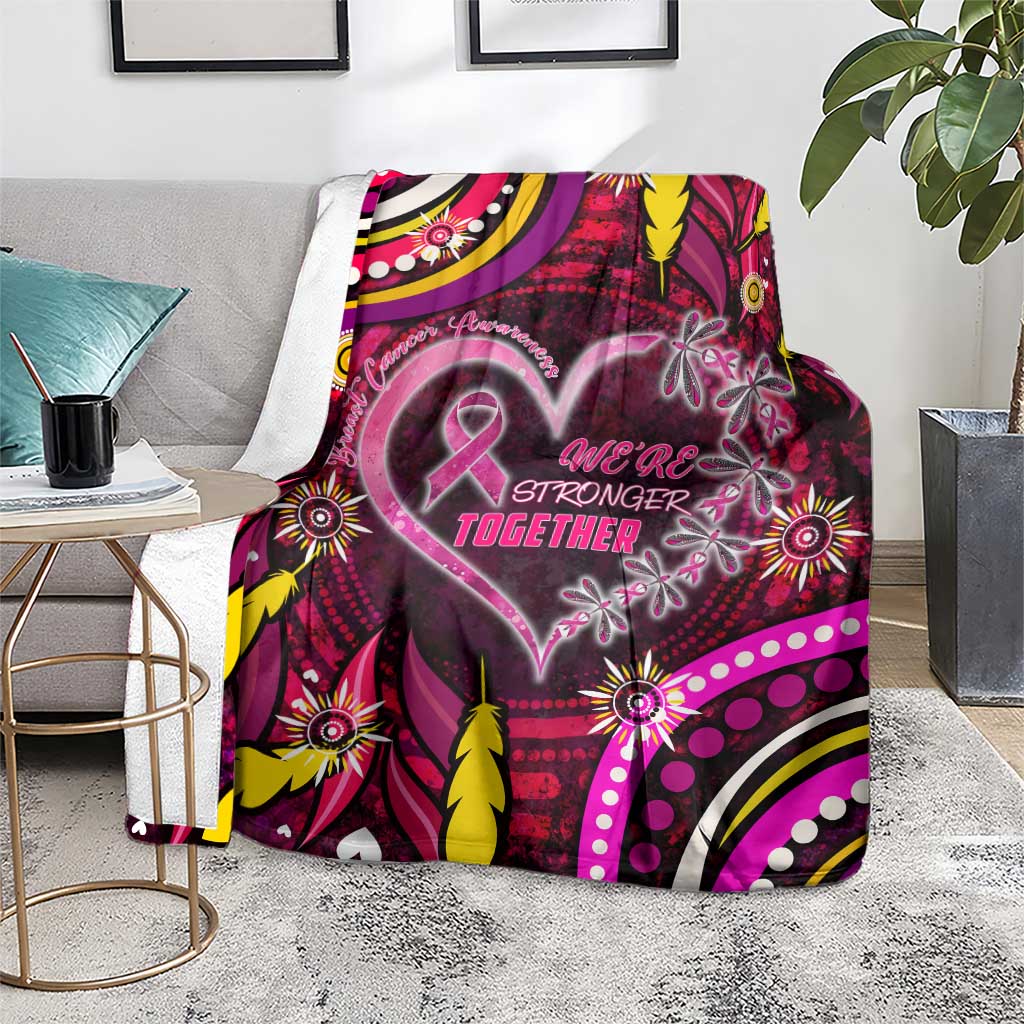 Breast Cancer Dragonfly Aboriginal Blanket We're Stronger Together