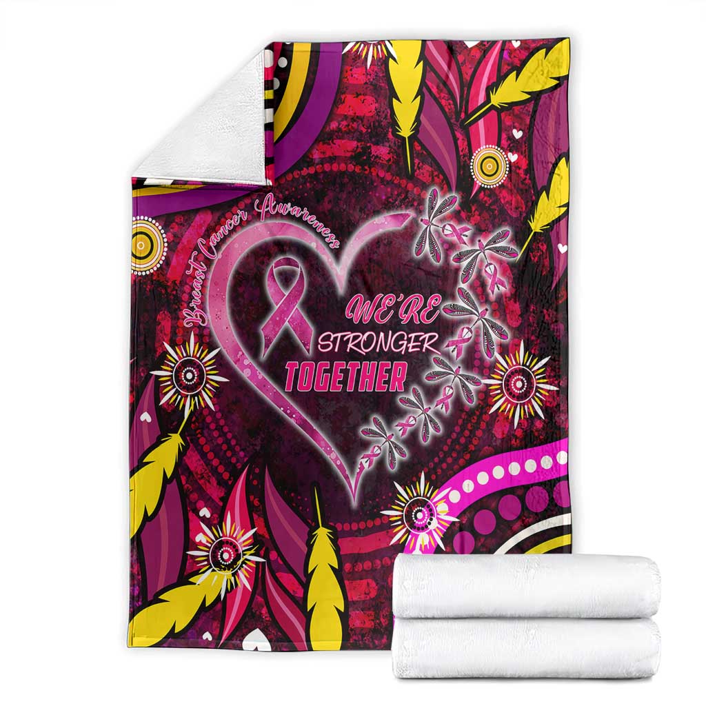 Breast Cancer Dragonfly Aboriginal Blanket We're Stronger Together