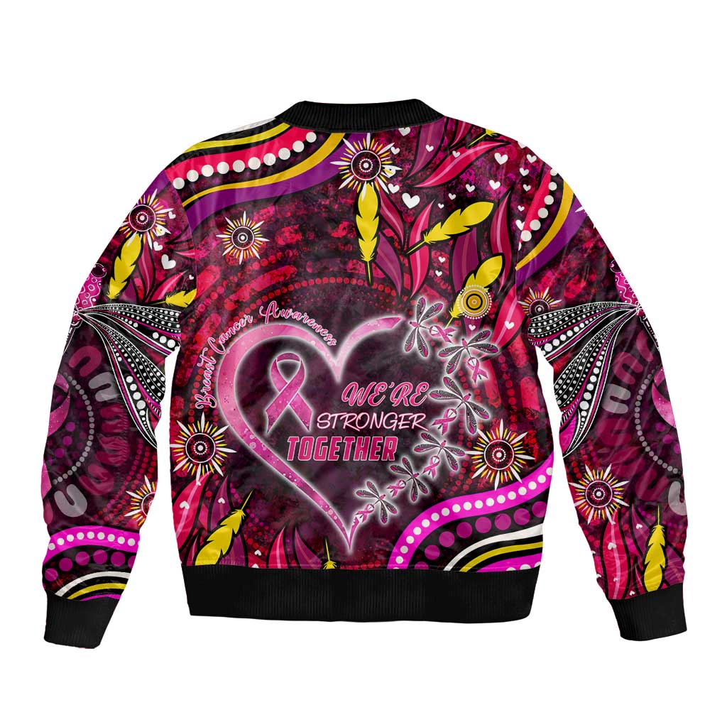 Breast Cancer Dragonfly Aboriginal Bomber Jacket We're Stronger Together