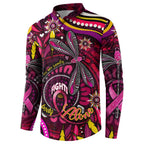 Breast Cancer Dragonfly Aboriginal Button Sweatshirt We're Stronger Together