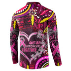 Breast Cancer Dragonfly Aboriginal Button Sweatshirt We're Stronger Together
