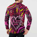 Breast Cancer Dragonfly Aboriginal Button Sweatshirt We're Stronger Together