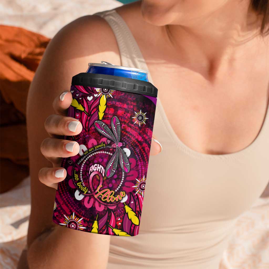 Breast Cancer Dragonfly Aboriginal 4 in 1 Can Cooler Tumbler We're Stronger Together