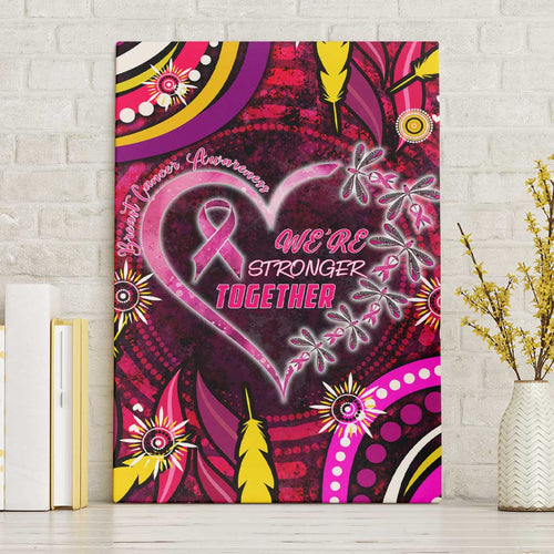 Breast Cancer Dragonfly Aboriginal Canvas Wall Art We're Stronger Together