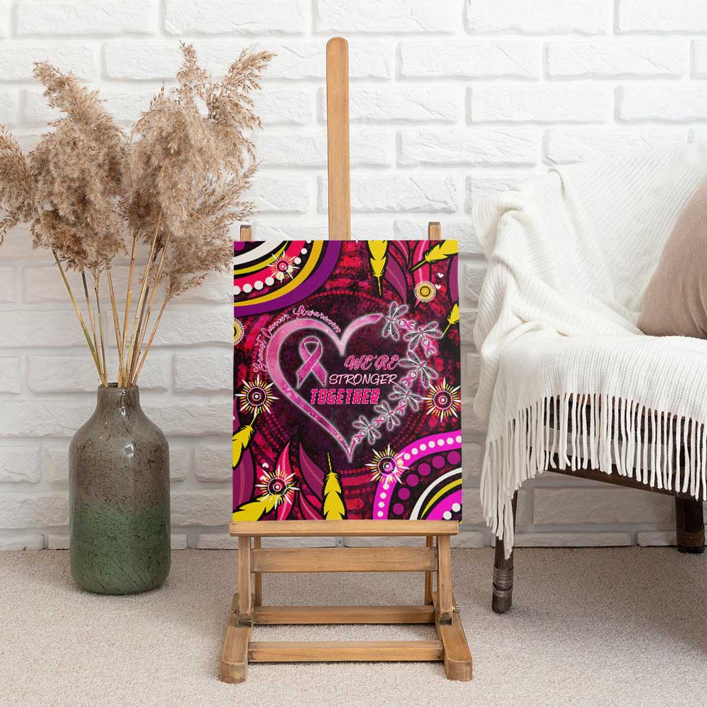 Breast Cancer Dragonfly Aboriginal Canvas Wall Art We're Stronger Together