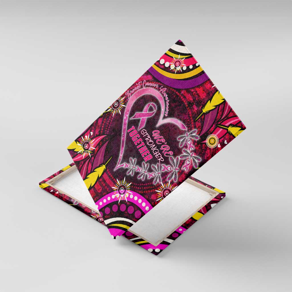 Breast Cancer Dragonfly Aboriginal Canvas Wall Art We're Stronger Together