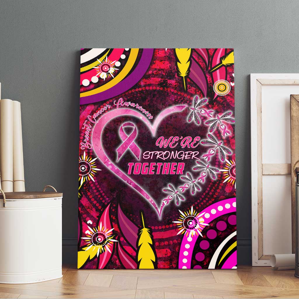 Breast Cancer Dragonfly Aboriginal Canvas Wall Art We're Stronger Together