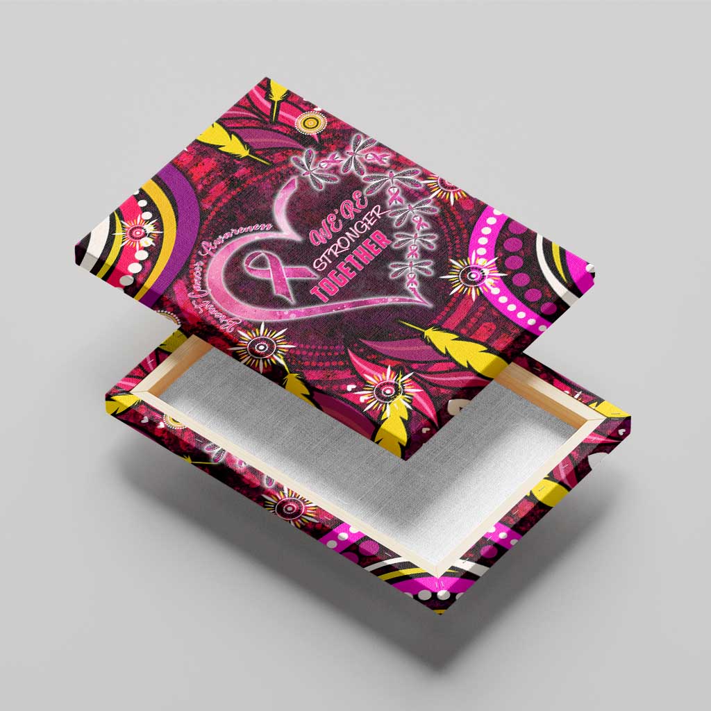 Breast Cancer Dragonfly Aboriginal Canvas Wall Art We're Stronger Together