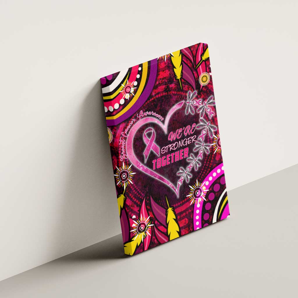 Breast Cancer Dragonfly Aboriginal Canvas Wall Art We're Stronger Together