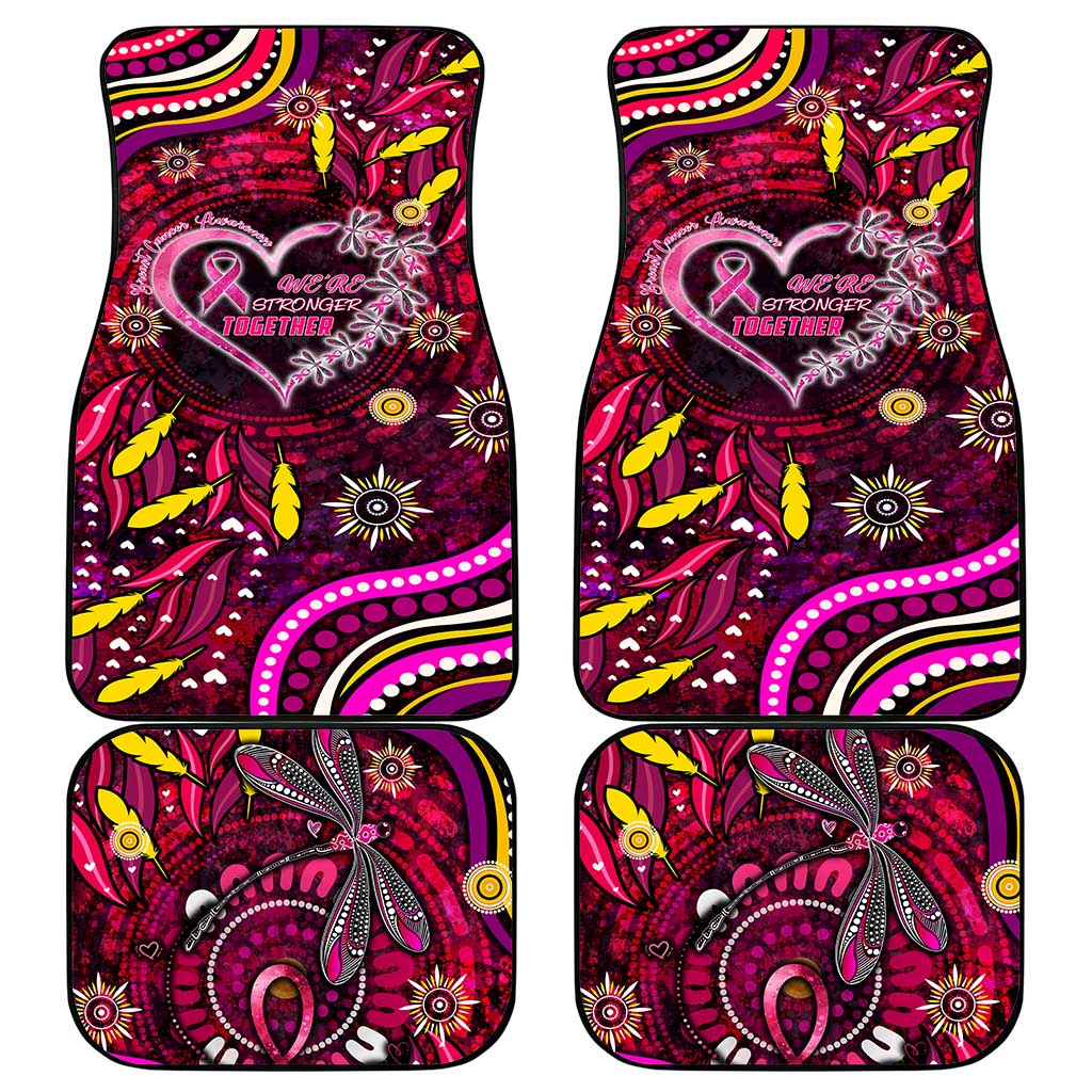 Breast Cancer Dragonfly Aboriginal Car Mats We're Stronger Together