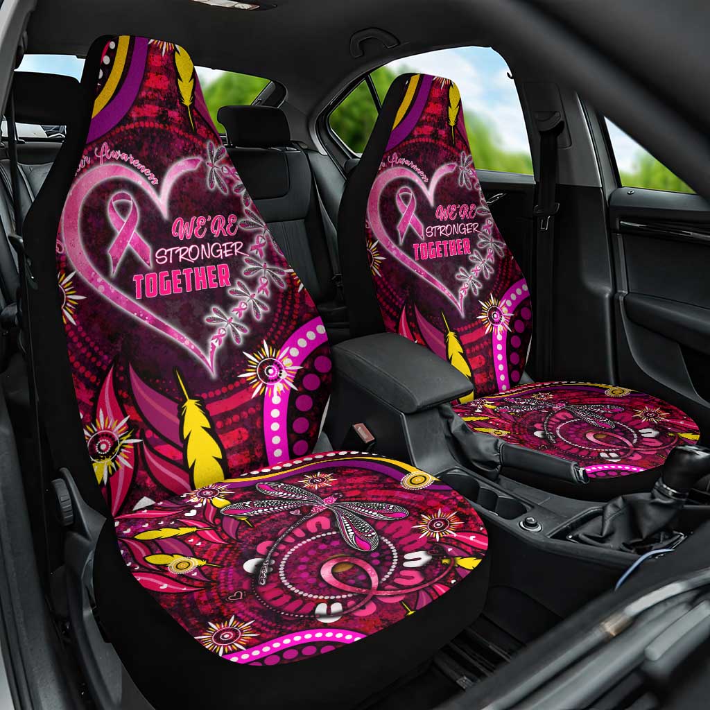 Breast Cancer Dragonfly Aboriginal Car Seat Cover We're Stronger Together