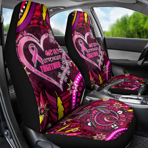Breast Cancer Dragonfly Aboriginal Car Seat Cover We're Stronger Together