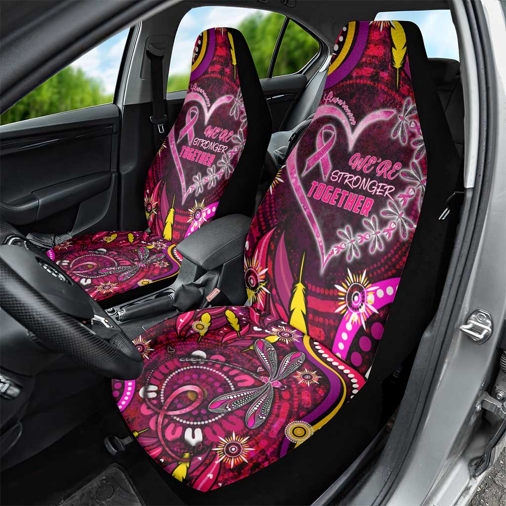 Breast Cancer Dragonfly Aboriginal Car Seat Cover We're Stronger Together