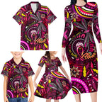 Breast Cancer Dragonfly Aboriginal Family Matching Long Sleeve Bodycon Dress and Hawaiian Shirt We're Stronger Together
