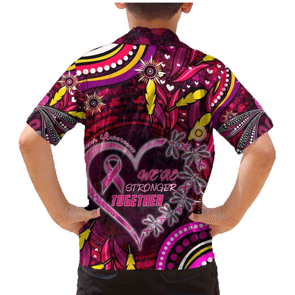 Breast Cancer Dragonfly Aboriginal Family Matching Mermaid Dress and Hawaiian Shirt We're Stronger Together