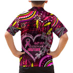 Breast Cancer Dragonfly Aboriginal Family Matching Mermaid Dress and Hawaiian Shirt We're Stronger Together