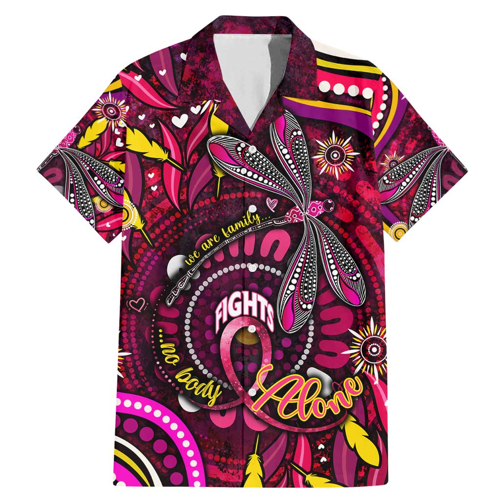 Breast Cancer Dragonfly Aboriginal Family Matching Mermaid Dress and Hawaiian Shirt We're Stronger Together