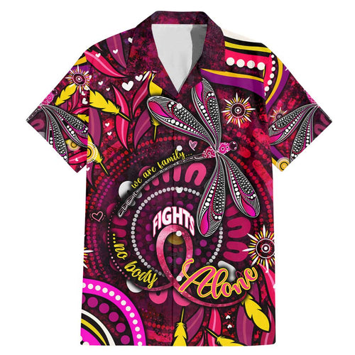 Breast Cancer Dragonfly Aboriginal Family Matching Mermaid Dress and Hawaiian Shirt We're Stronger Together