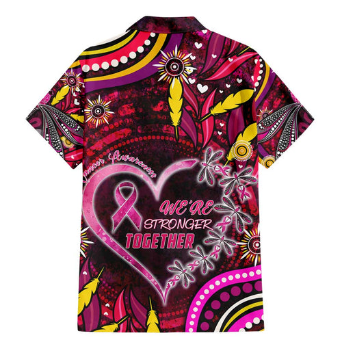 Breast Cancer Dragonfly Aboriginal Family Matching Mermaid Dress and Hawaiian Shirt We're Stronger Together