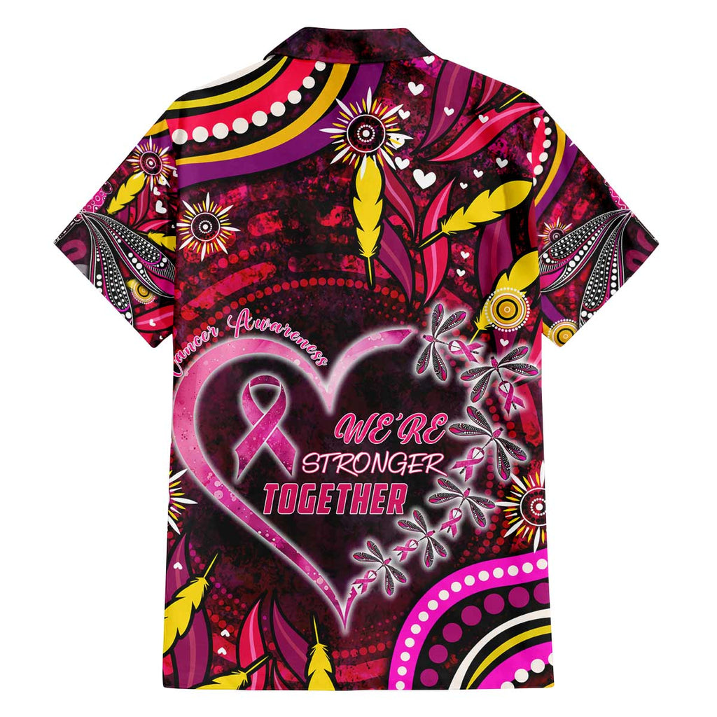 Breast Cancer Dragonfly Aboriginal Family Matching Off The Shoulder Long Sleeve Dress and Hawaiian Shirt We're Stronger Together