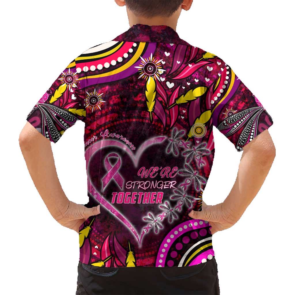 Breast Cancer Dragonfly Aboriginal Family Matching Off Shoulder Short Dress and Hawaiian Shirt We're Stronger Together